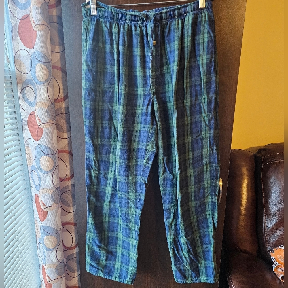Stafford Blue and Green Plaid Joggers
